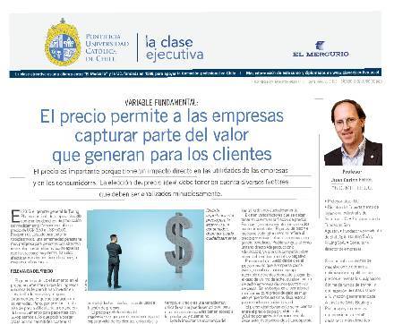 precio, valor para los clientes, Marketing Operacional, precio, Clase Ejecutiva UC, El Mercurio,