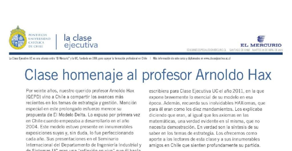Clase homenaje al profesor Arnoldo Hax, Arnoldo Hax